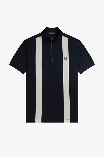 Koszule Fred Perry Colour Block Panel Polo Męskie Granatowe | PL 1488PJJQ